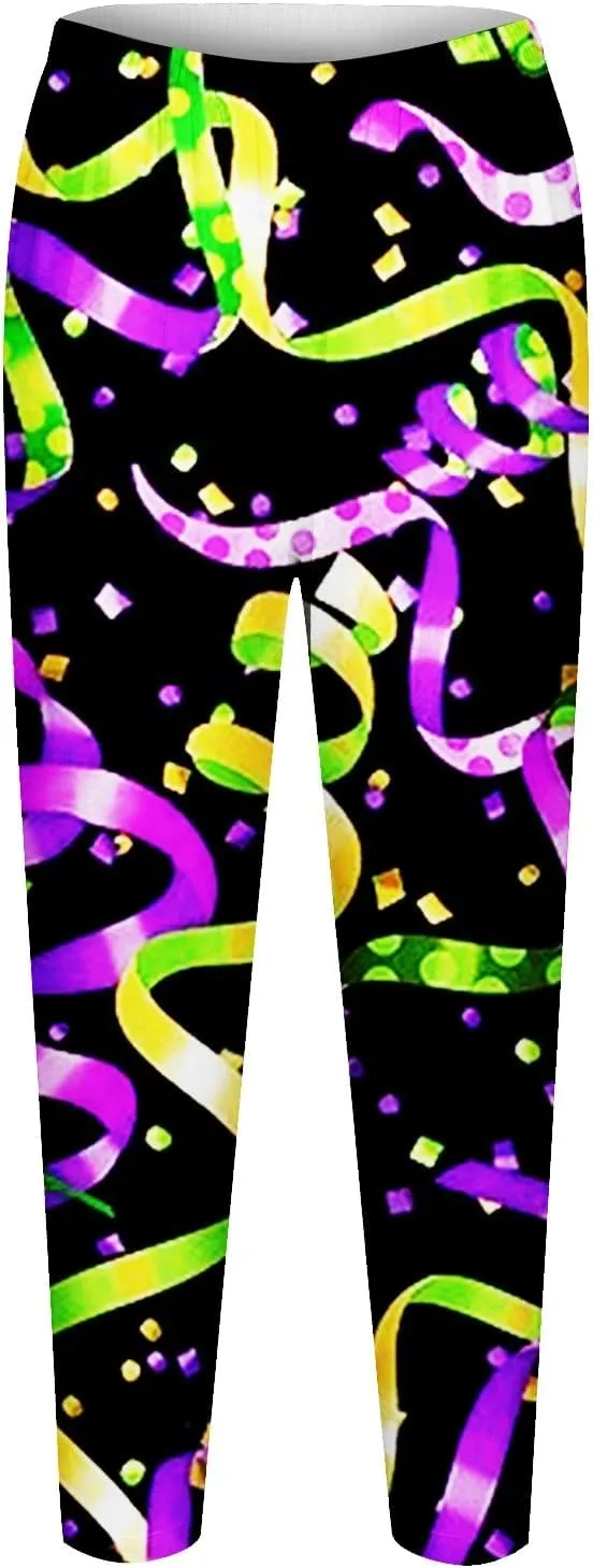 Litetao Mardi Gras Leggings for Women 2025 High Waisted Carnival Fancy Sequin Mask Printed Yoga Pants Stretch Tights Trousers