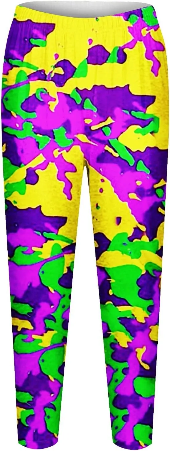Litetao Mardi Gras Leggings for Women 2025 High Waisted Carnival Fancy Sequin Mask Printed Yoga Pants Stretch Tights Trousers