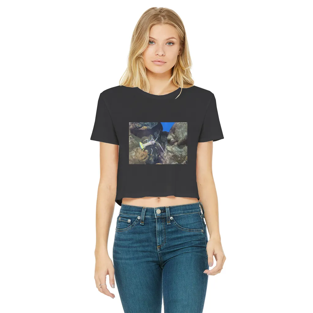 Lobster Classic Women's Cropped Raw Edge T-Shirt