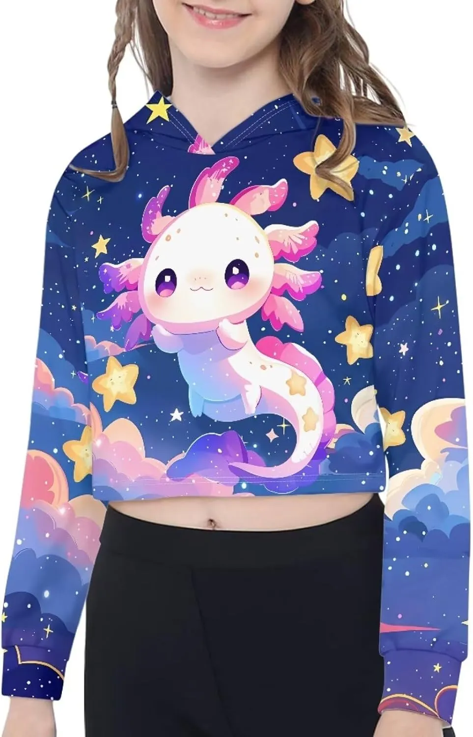 Long Sleeve Crop Tops for Girls 5-14Years Kids Hoodies & Sweatshirt
