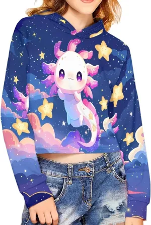 Long Sleeve Crop Tops for Girls 5-14Years Kids Hoodies & Sweatshirt