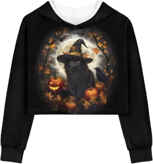 Long Sleeve Crop Tops for Girls 5-14Years Kids Hoodies & Sweatshirt