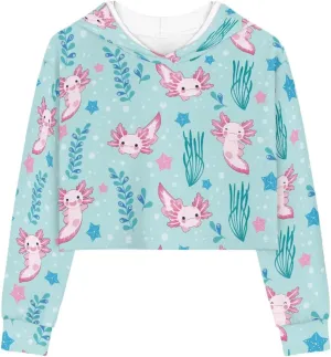 Long Sleeve Crop Tops for Girls 5-14Years Kids Hoodies & Sweatshirt