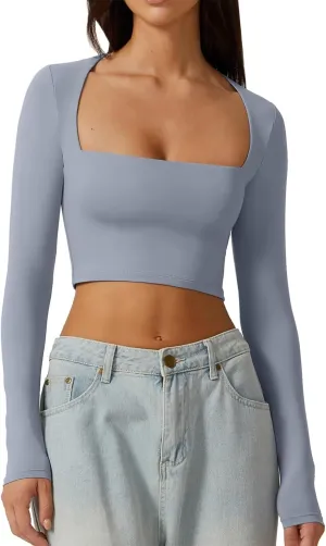 Long Sleeve Tops for Women Sexy Womens V Neck T Shirts for Women Fitted Shirts Tight Basic Tee Y2k Tunic Tshirts