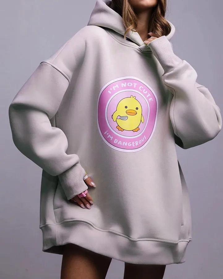 Loose Sports Casual Printed Hooded Sweatshirt