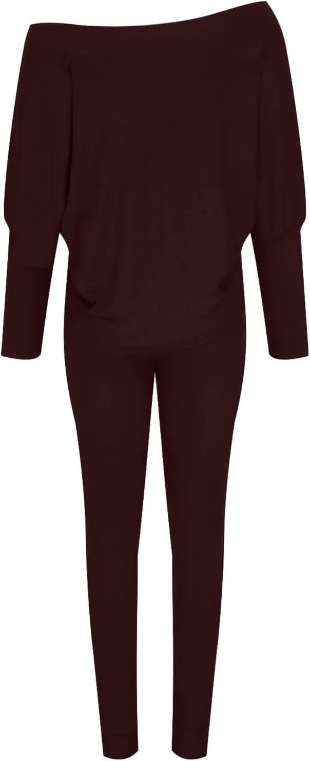 Lounge Sets for Women 2 Piece Knit Sets Off Shoulder Sweater Tops and Skinny Pants Tracksuits Comfy Pajamas Set