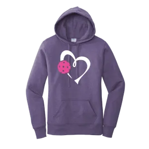 Love Pickleball (Pink) | Women’s Fitted Hoodie Pickleball Sweatshirt | 50% Cotton 50% Poly Fleece