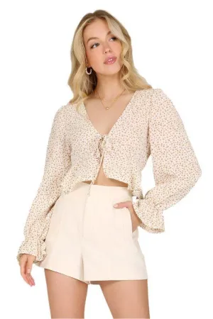 Ls Floral Frill Blouse