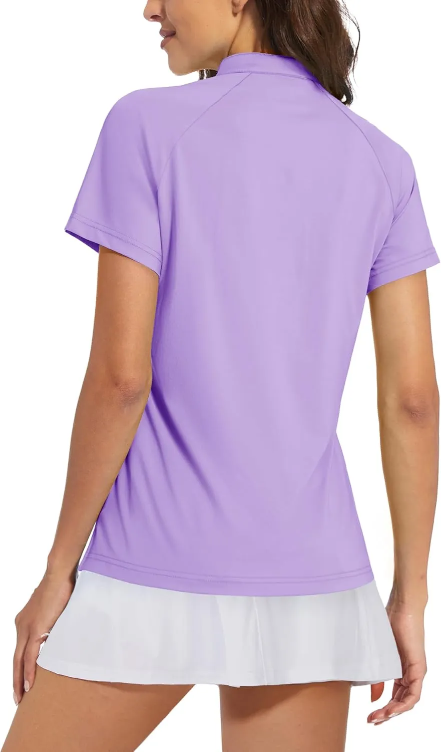 MAGCOMSEN Women's Golf Polo Shirts UPF 50  V Neck Collarless Short Sleeve Shirts Quick Dry Tennis T-Shirts