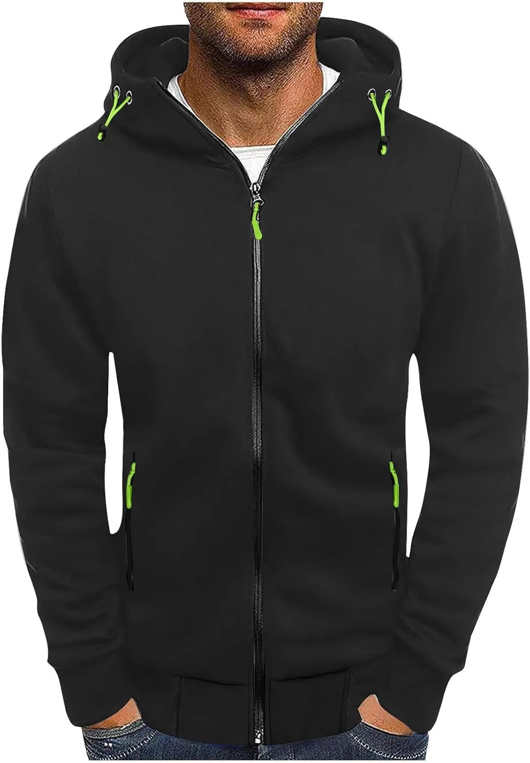 Men Hoodies Casual Hoodies for Men with Zip Pockets Full Zip Long Sleeve Sweatshirt Sports Hooded Jacket Blue Hoodie