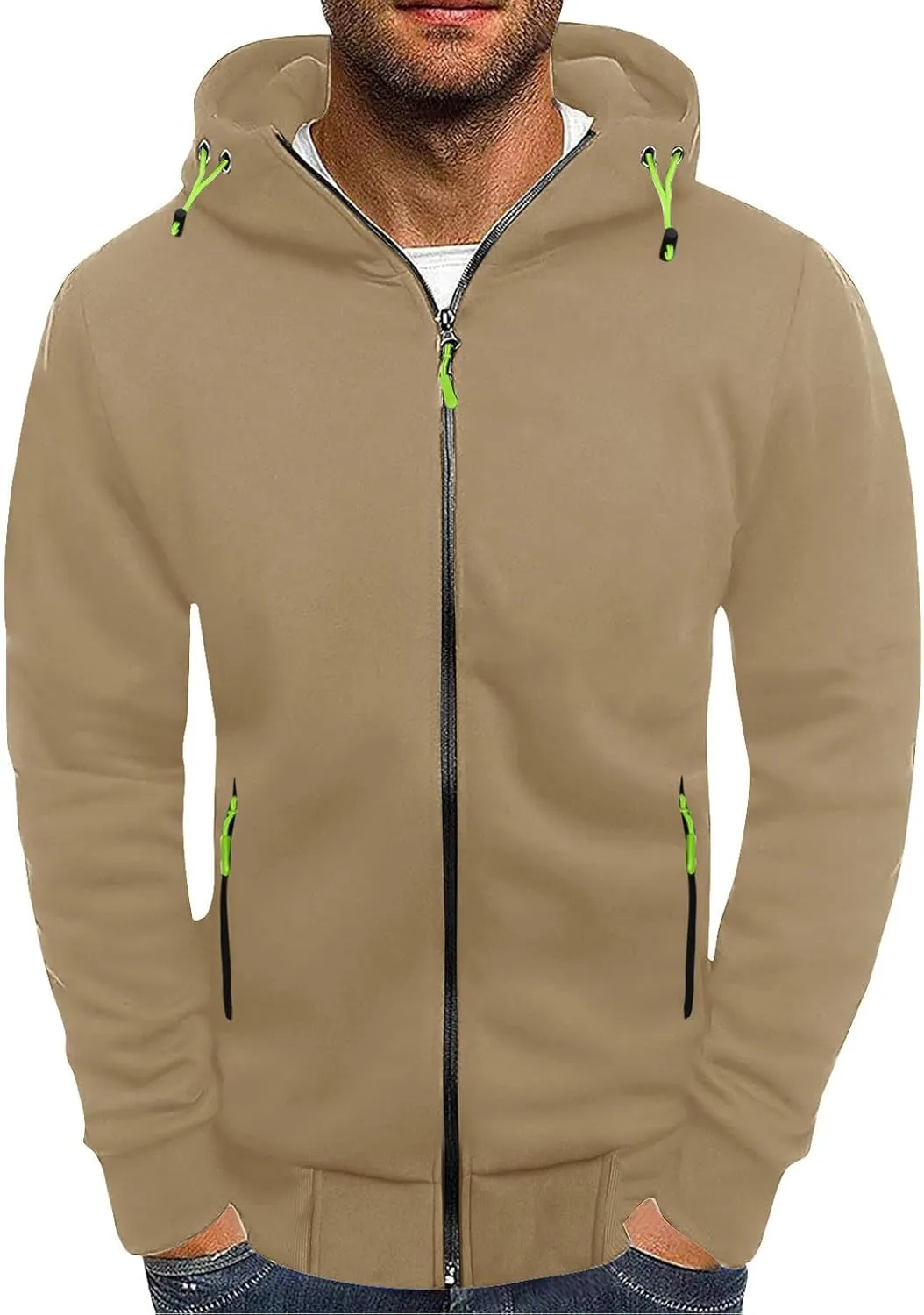 Men Hoodies Casual Hoodies for Men with Zip Pockets Full Zip Long Sleeve Sweatshirt Sports Hooded Jacket Blue Hoodie