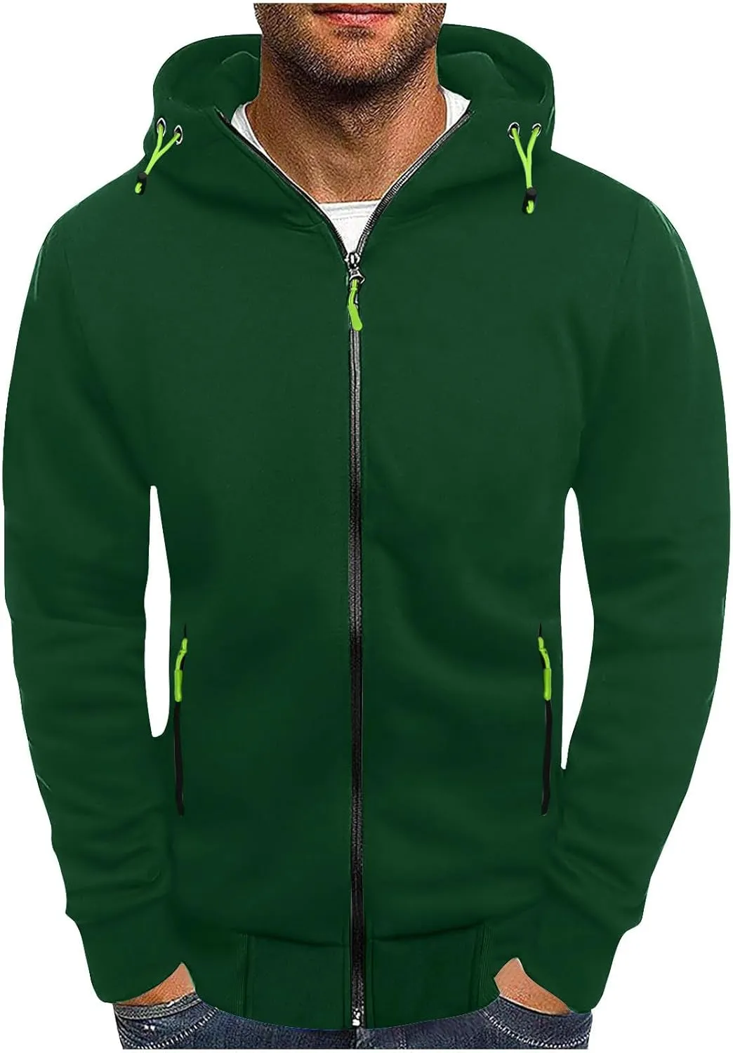 Men Hoodies Casual Hoodies for Men with Zip Pockets Full Zip Long Sleeve Sweatshirt Sports Hooded Jacket Blue Hoodie