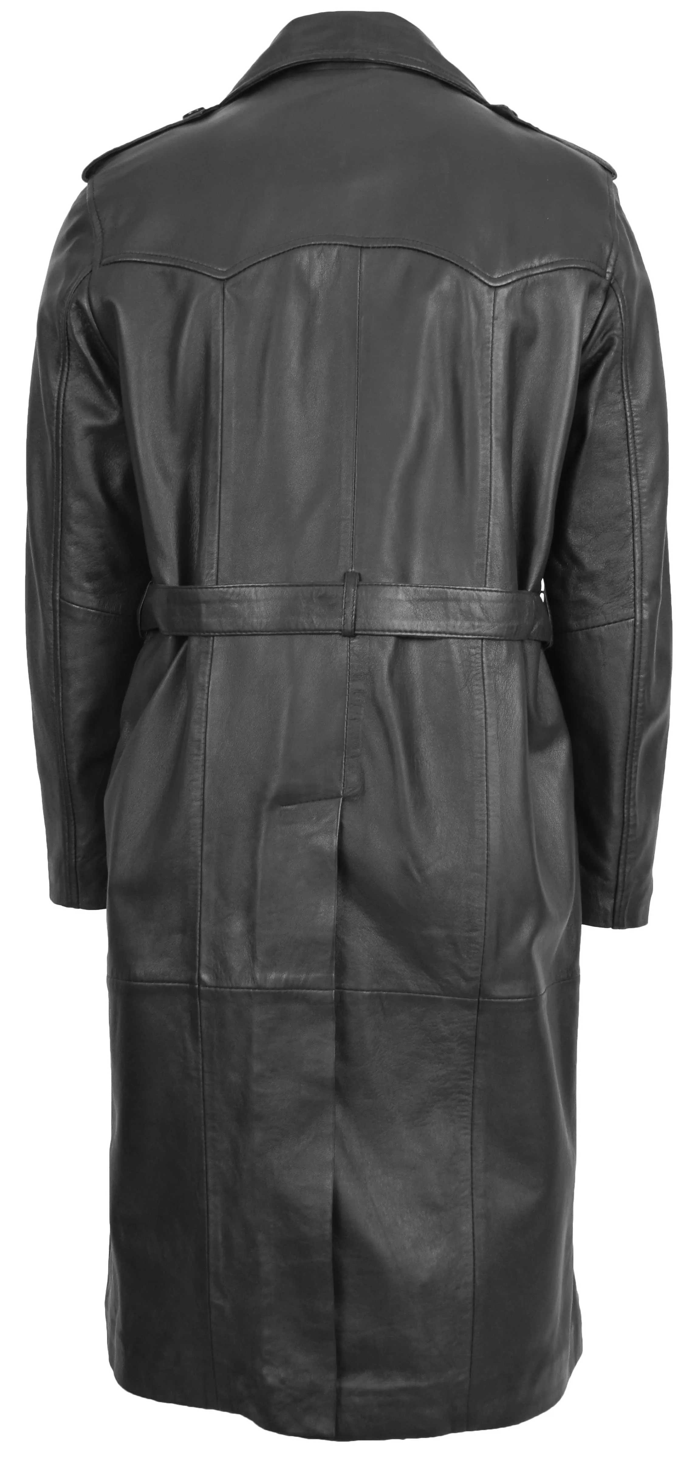 Men's 3/4 Length Genuine Leather Coat Classic Long Style Black Kristian