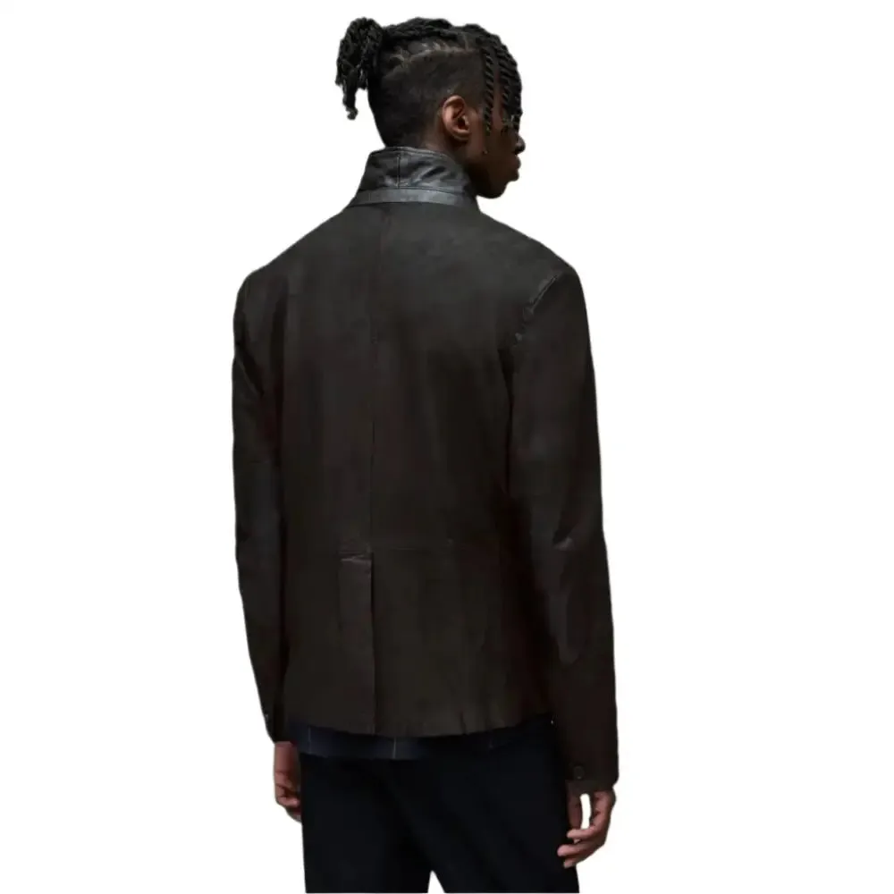 Men's Black Suede Leather Blazer - Stylish & Sophisticated