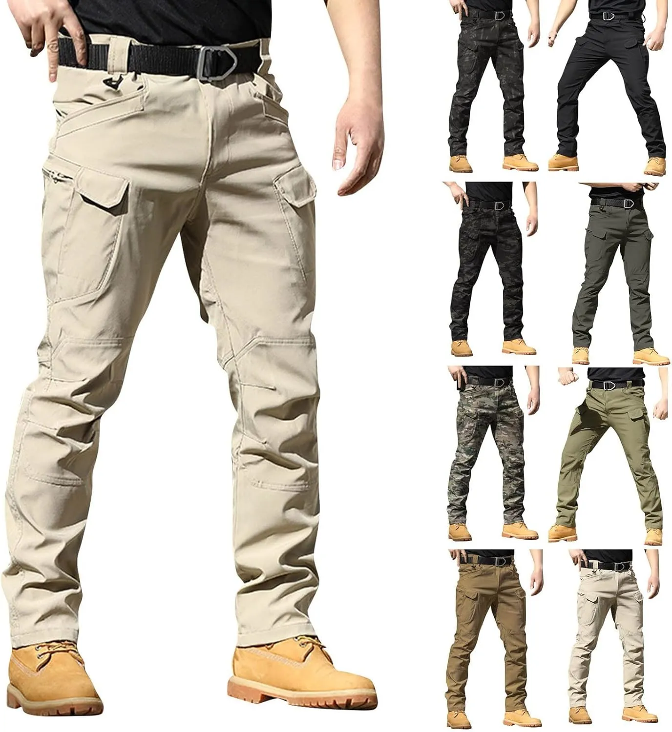 Mens Cargo Pants Quick-Dry Waterproof Camouflage Outdoor Hiking Pants Camping Lightweight Classic Military Work Pants