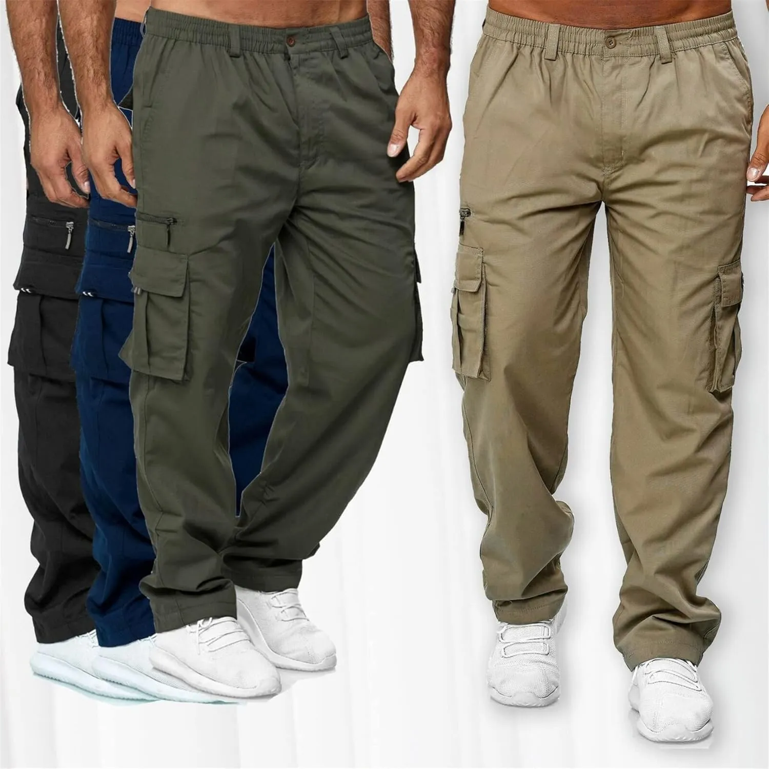 Men's Cargo Pants Relaxed Fit Sport Pants Jogger Sweatpants Tactical Loose Straight Outdoor Trousers with Pockets (Medium,Army Green)