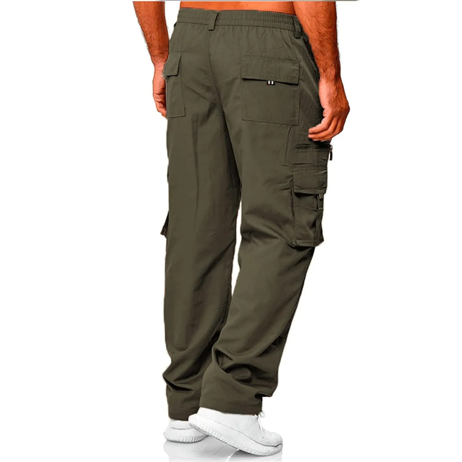 Men's Cargo Pants Relaxed Fit Sport Pants Jogger Sweatpants Tactical Loose Straight Outdoor Trousers with Pockets (Medium,Army Green)