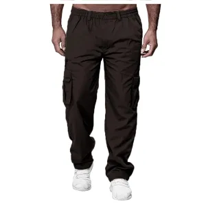 Men's Cargo Pants Relaxed Fit Sport Pants Jogger Sweatpants Tactical Loose Straight Outdoor Trousers with Pockets (Medium,Coffee)