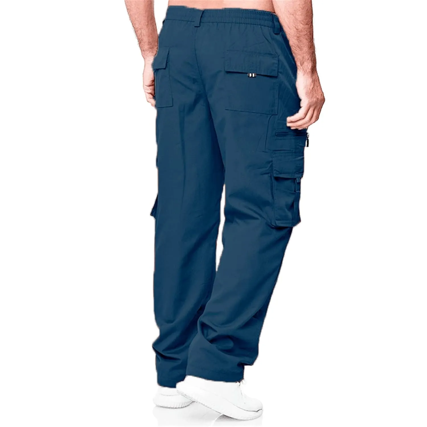 Men's Cargo Pants Relaxed Fit Sport Pants Jogger Sweatpants Tactical Loose Straight Outdoor Trousers with Pockets (Medium,Denim Blue)
