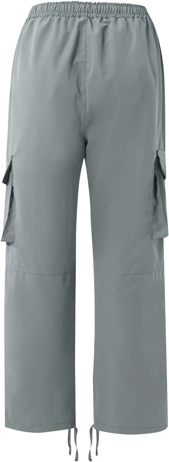 Men's Cargo Pants Relaxed fit Stretch Cargo Work Pants Drawstring Waist Straight Leg Lounge Pants with Multi Pockets