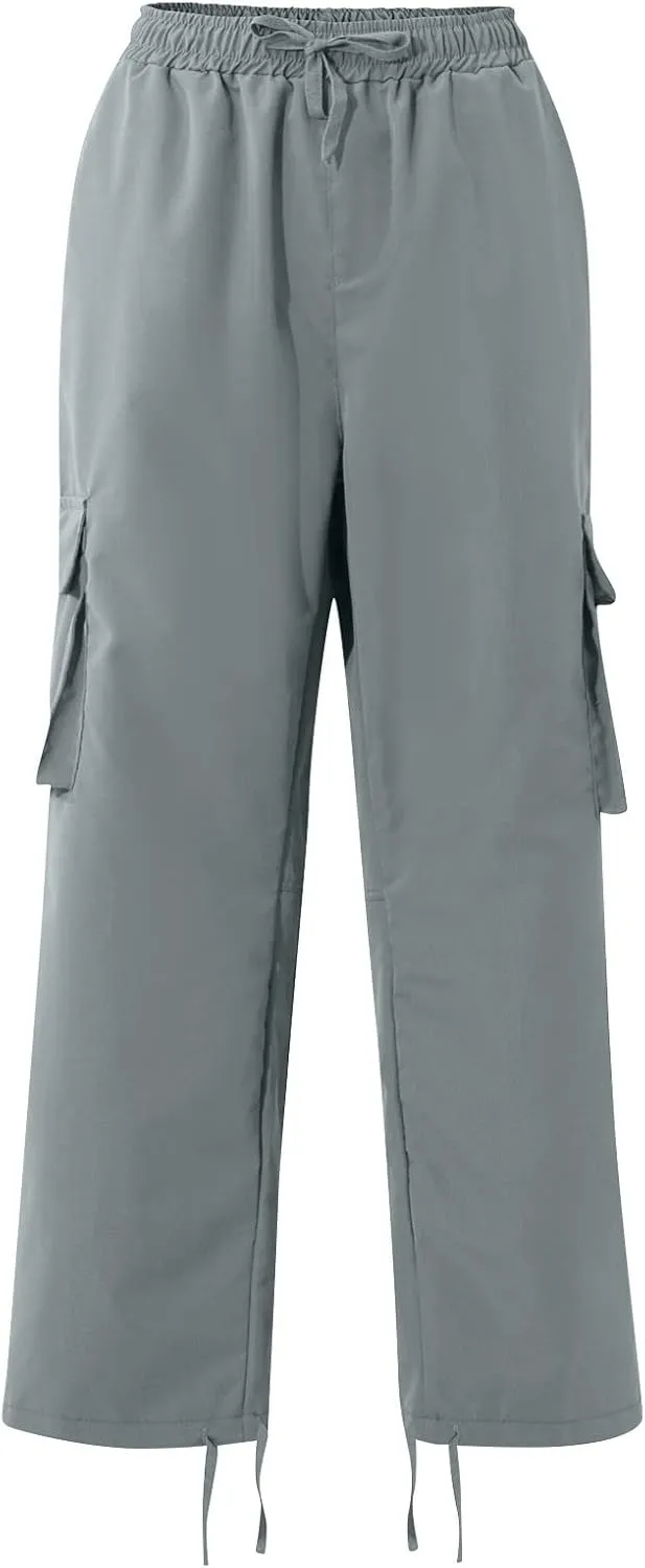 Men's Cargo Pants Relaxed fit Stretch Cargo Work Pants Drawstring Waist Straight Leg Lounge Pants with Multi Pockets