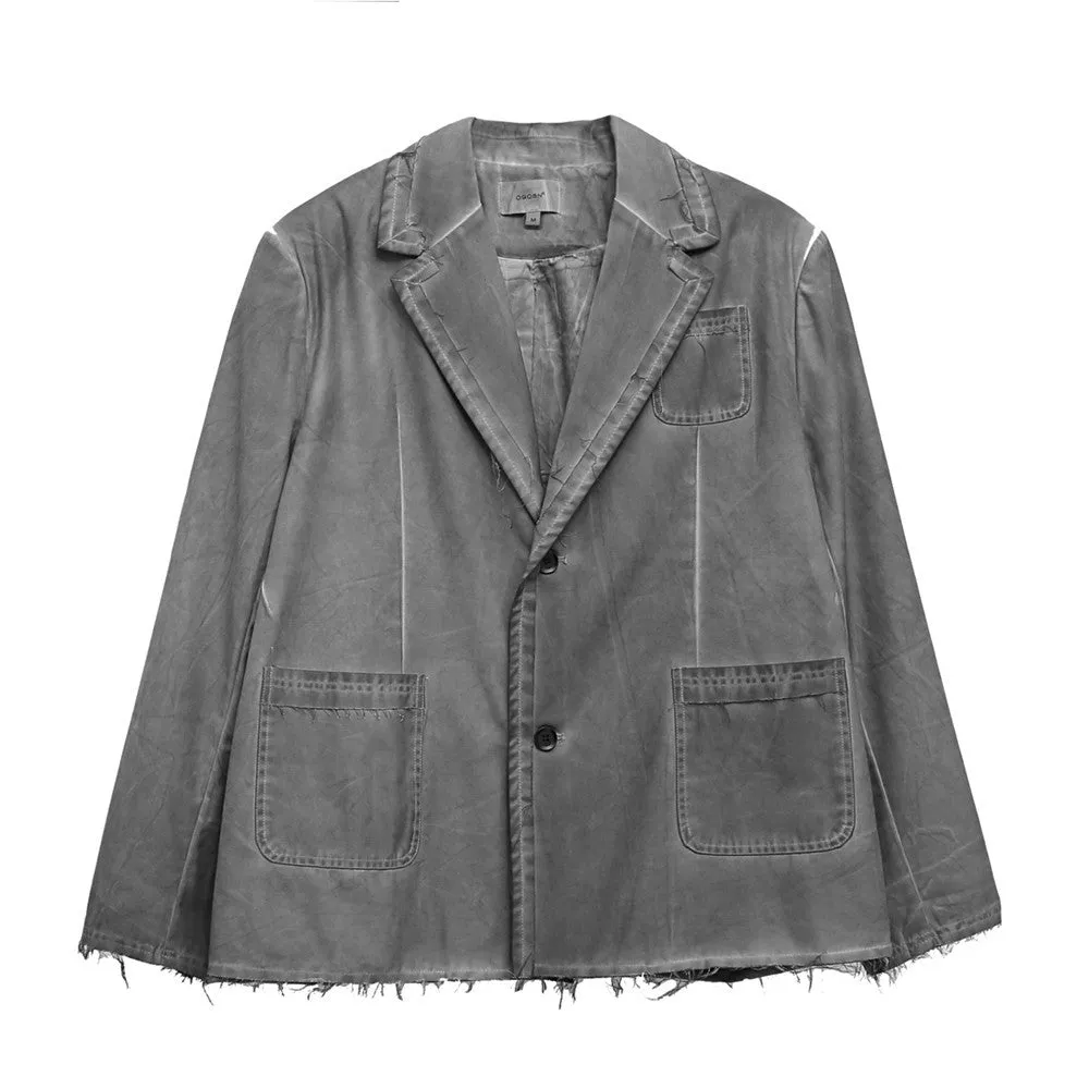 Men's Casual Suit Man Blzer Distressed Burr Jacket Men's Autumn Hip-Hop Street Personality Casual Suit Jacket