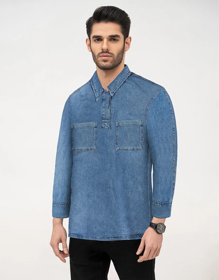 Men's Denim GEORGE full Sleeve Shirt Mid Wash