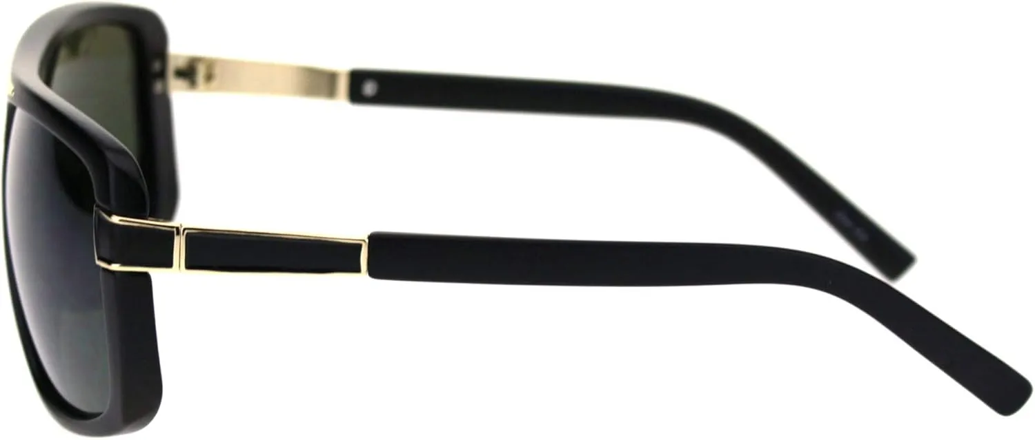 Mens Designer Style Fashion Sunglasses Gold Top Square Rectangular UV 400