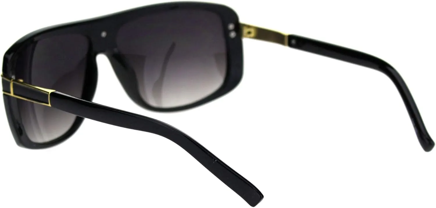 Mens Designer Style Fashion Sunglasses Gold Top Square Rectangular UV 400