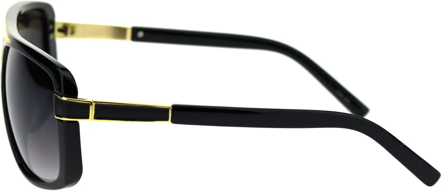 Mens Designer Style Fashion Sunglasses Gold Top Square Rectangular UV 400