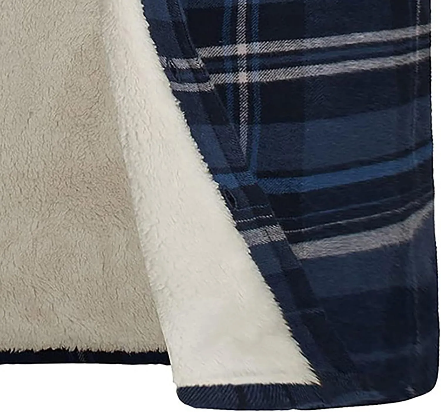 Mens Flannel Shirt Jackets Heavyweight Winter Sherpa Lined Button Down Plaid Jackets Thick Warm Work Coats Outwear
