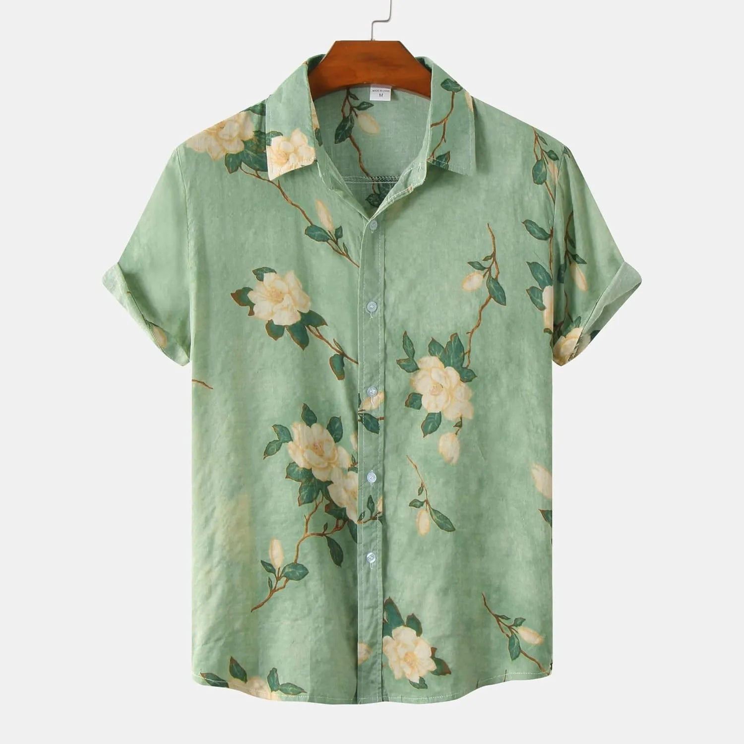 Mens Hawaiian Shirts Short Sleeve Flower Graphic Tees Lightweight Button Down Cardigan Tropical Holiday Shirt Trendy