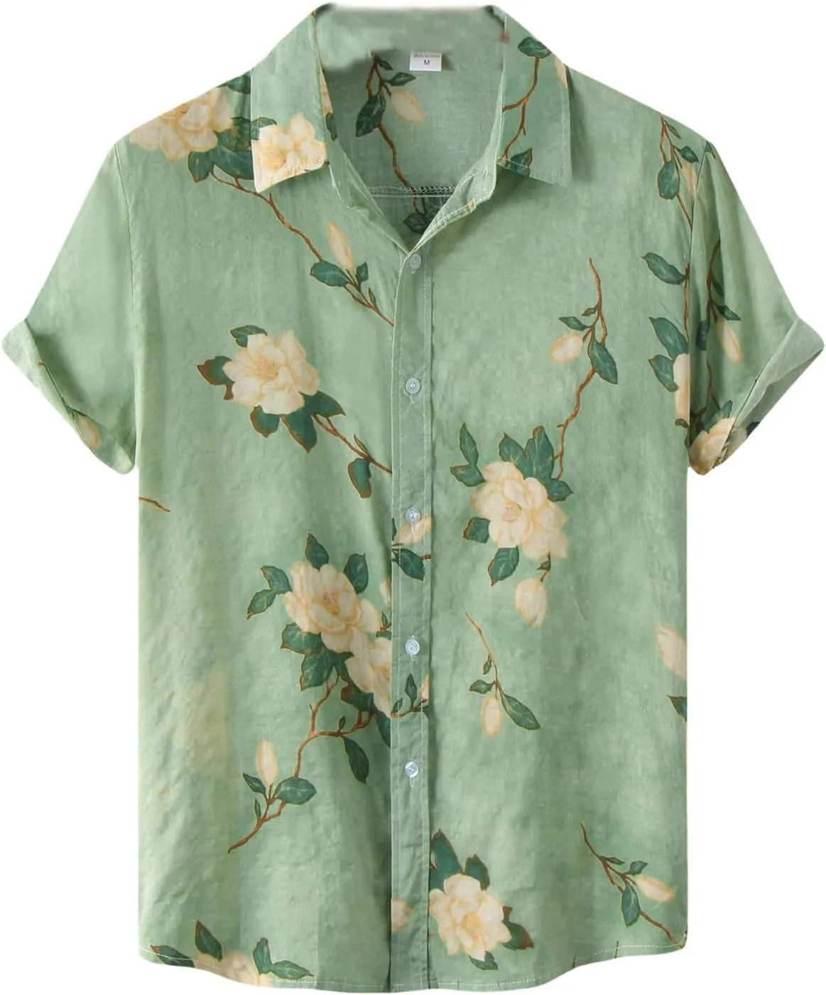 Mens Hawaiian Shirts Short Sleeve Flower Graphic Tees Lightweight Button Down Cardigan Tropical Holiday Shirt Trendy