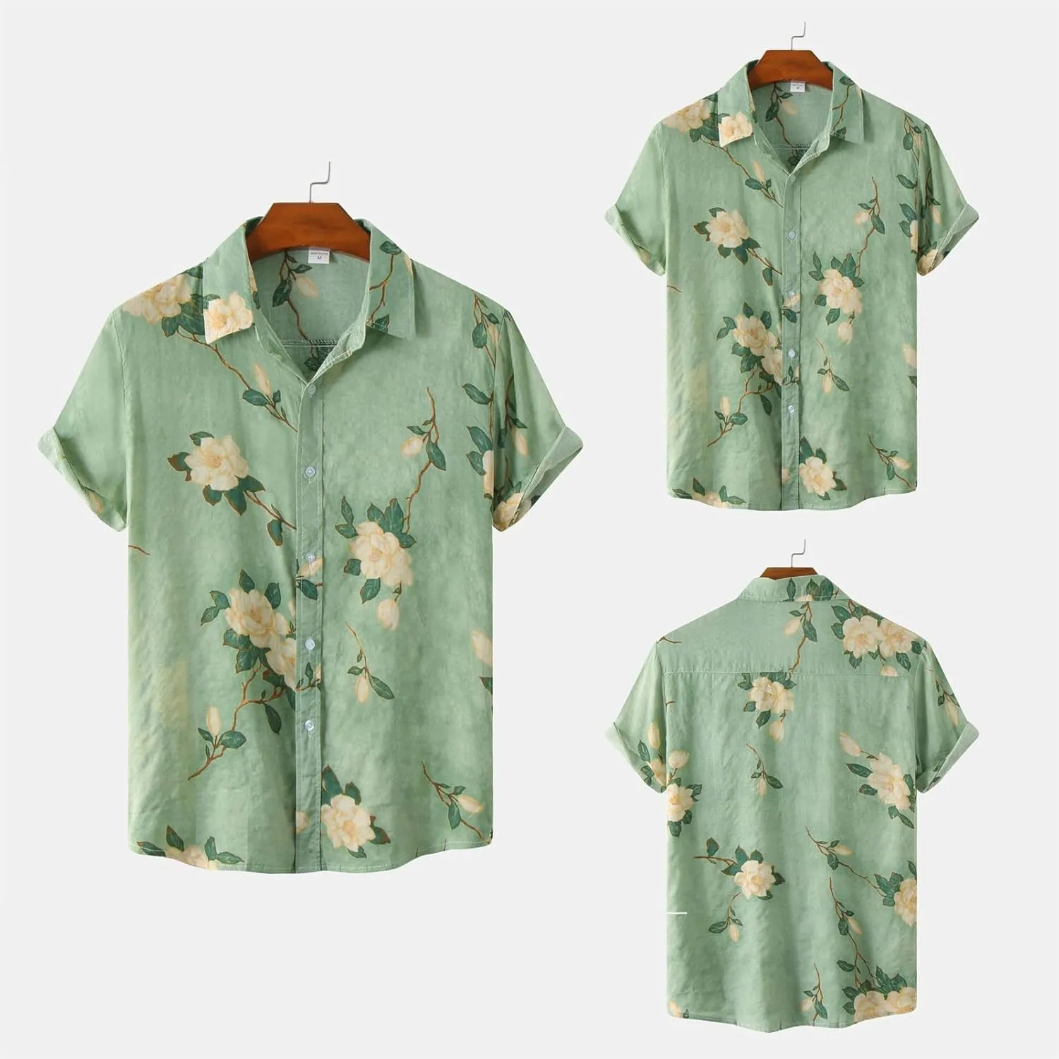 Mens Hawaiian Shirts Short Sleeve Flower Graphic Tees Lightweight Button Down Cardigan Tropical Holiday Shirt Trendy