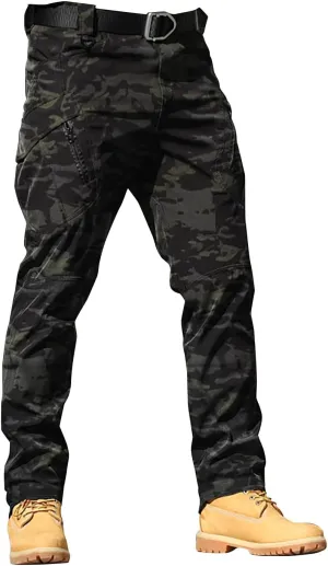Mens Hiking Pants Cargo Trousers Hiking Pants 8 Pocket Plain Comfort Breathable Outdoor Daily Going Out Baggy Pants