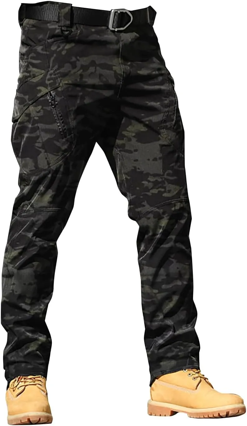 Mens Hiking Pants Cargo Trousers Hiking Pants 8 Pocket Plain Comfort Breathable Outdoor Daily Going Out Baggy Pants