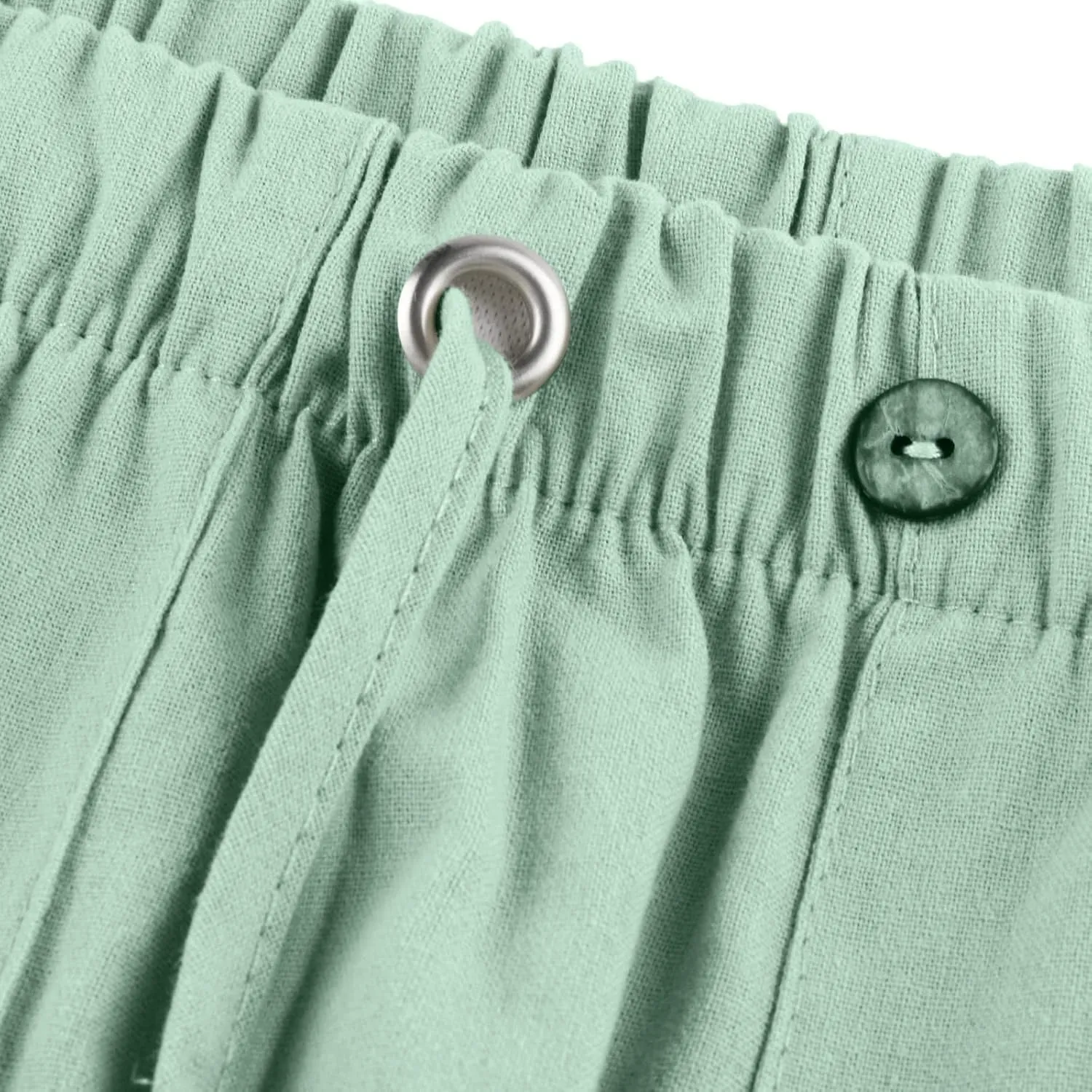 Mens Jogging Pants Men Dress Pants Loose Casual Solid Color Cotton Linen Trousers Elastic Tie Printed Straight Pants