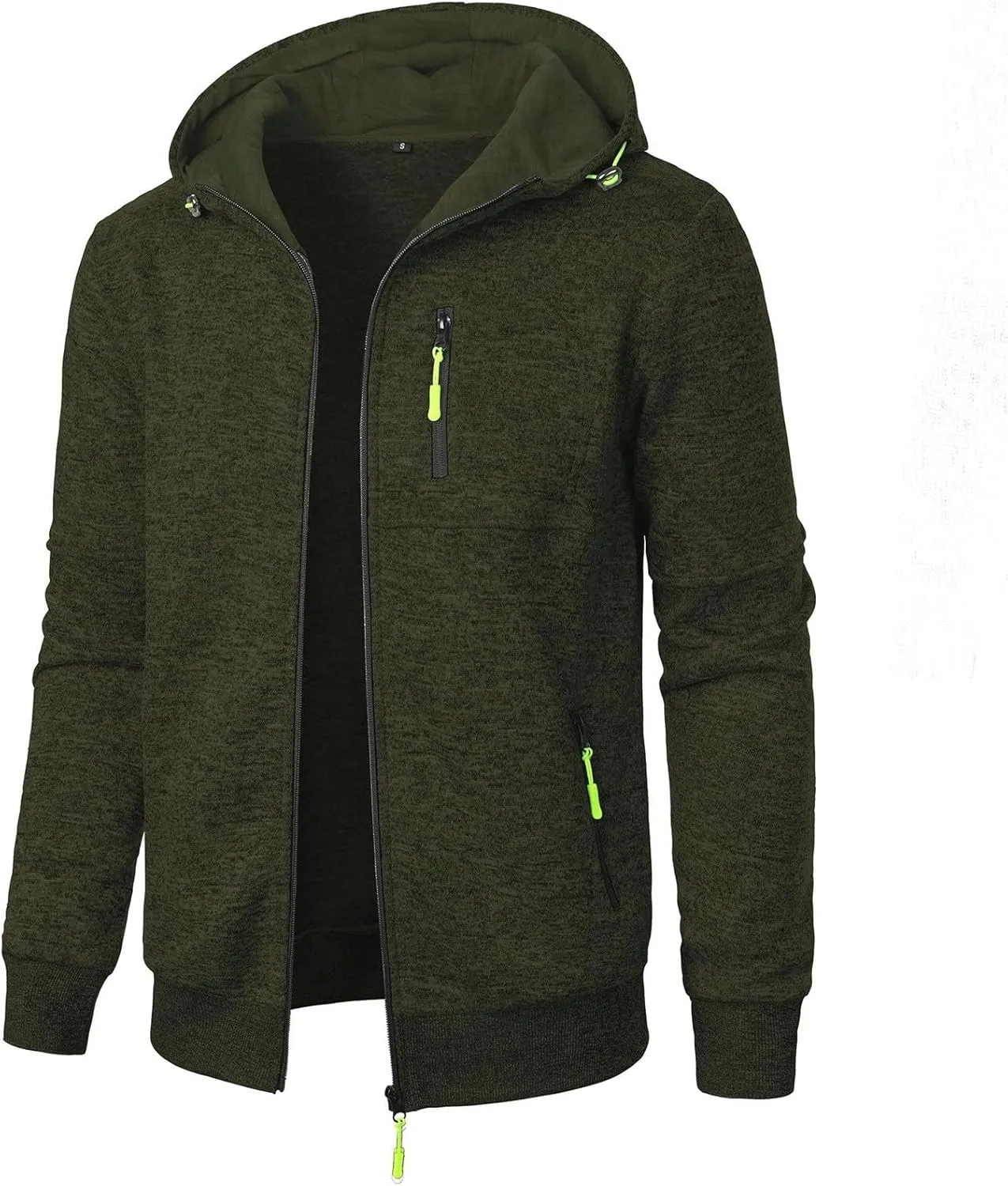 Men's Long Sleeve Full Zip Hoodies Casual Patterned Slim Fit Hooded Sweatshirt Active Workout Sweatshirt with Pockets