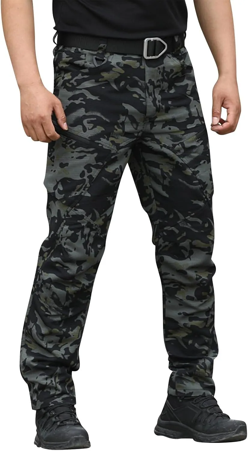 Men's Military Cargo Pants Tactical Ripstop Water Resistant Pant Multi Pockets Outdoor Hiking Work Trousers