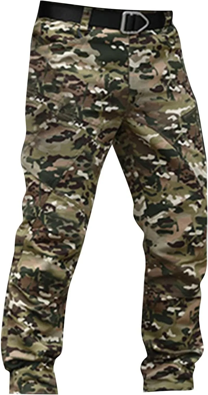 Men's Military Cargo Pants Tactical Ripstop Water Resistant Pant Multi Pockets Outdoor Hiking Work Trousers