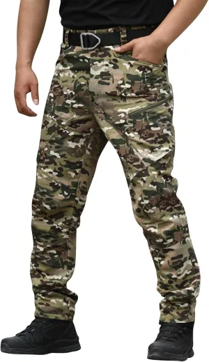 Men's Military Cargo Pants Tactical Ripstop Water Resistant Pant Multi Pockets Outdoor Hiking Work Trousers