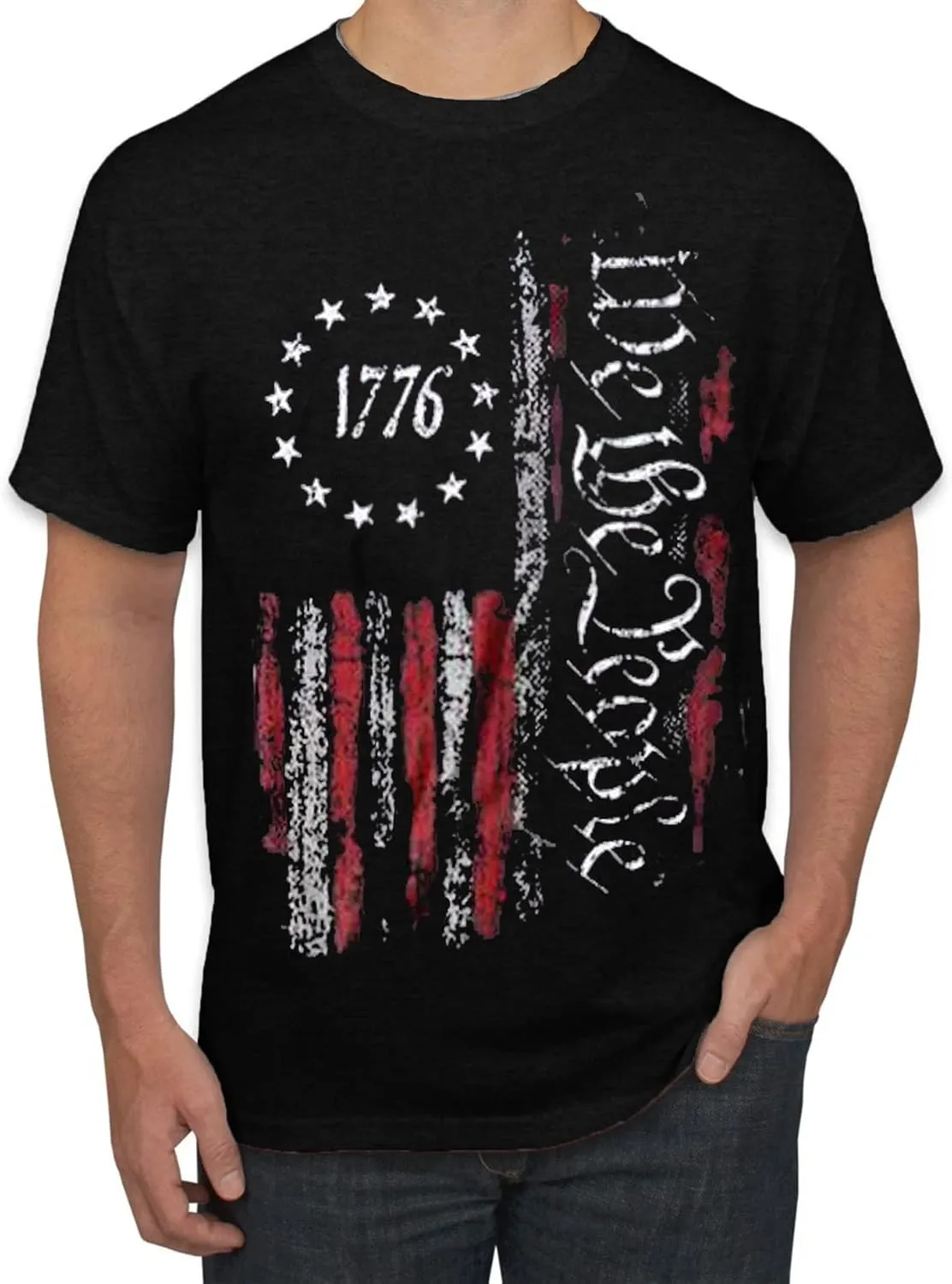Mens Shirts Casual Short Sleeve Flag T Shirts Fashion Graphic Tee Top