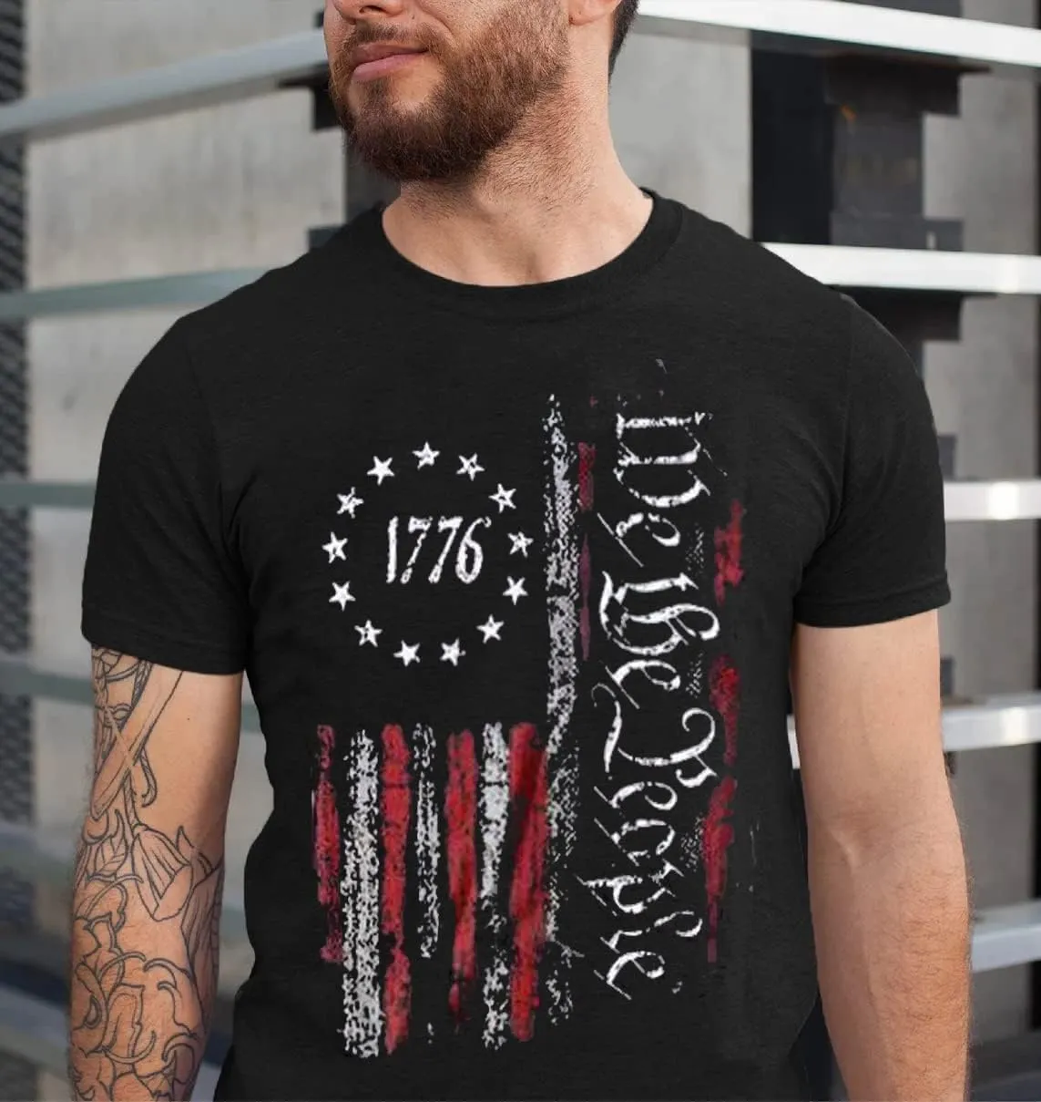 Mens Shirts Casual Short Sleeve Flag T Shirts Fashion Graphic Tee Top