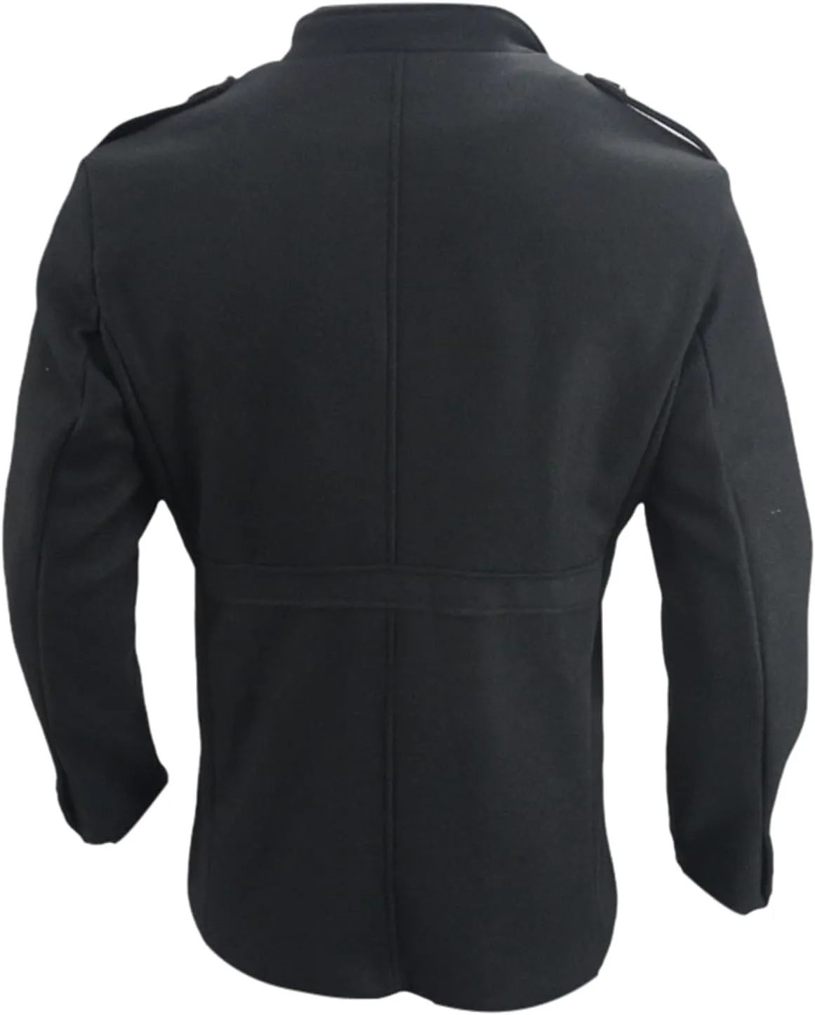 Mens Single Breasted Trench Coat Winter Wool Blend Pea Coat Warm Stand Collar Work Business Jacket Outerwear