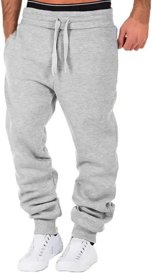 Mens Sweatpants Casual Chino Pants Cotton Drawstring Joggers Pants Hiking Outdoor Trousers Track Jogging Sweatpants