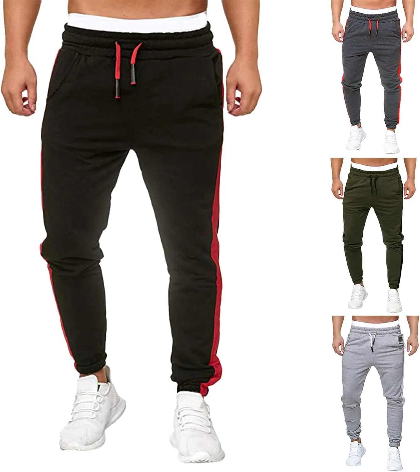 Mens Sweatpants Casual Joggers Pants Hiking Outdoor Trousers Track Jogging Sweatpants Cotton Drawstring Chino Pants