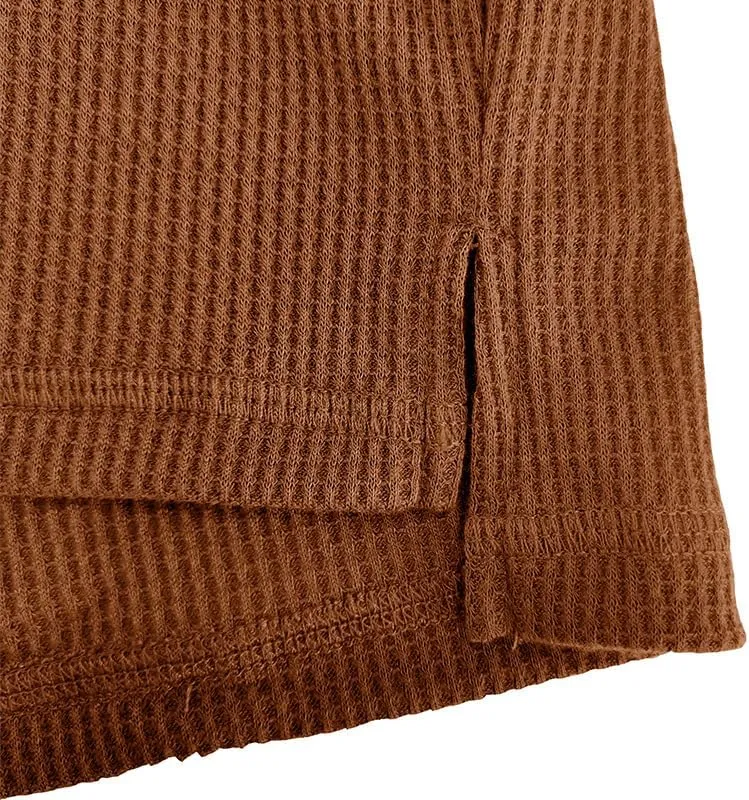 Mens Waffle T Shirt Long Sleeve Basic Shirts Casual Crew Neck Relaxed Fit T-Shirts Lightweight Comfy Tops Soft Tees