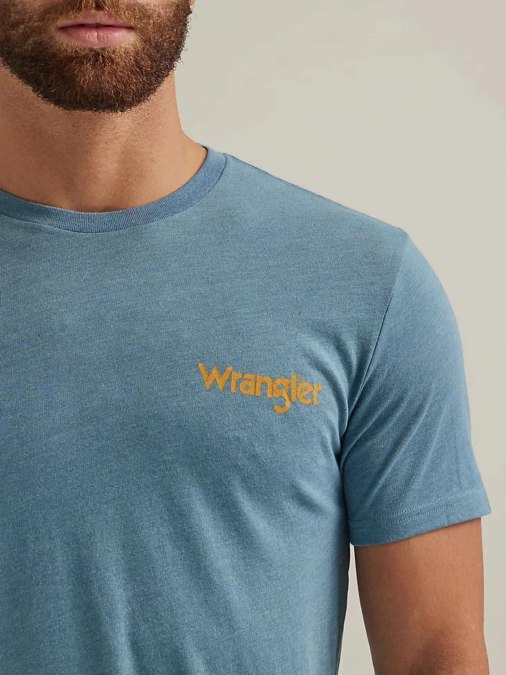 Men's Wrangler 112344148 Back Graphic Short Sleeve Tee Shirt in Provincial Blue