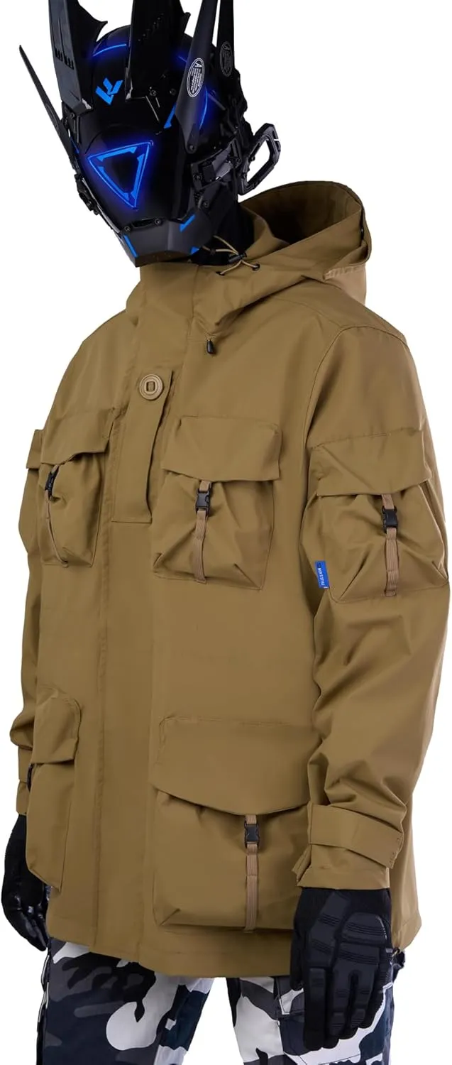 MFCT Men's Techwear Waterproof Windbreaker with Funnel Hoodie