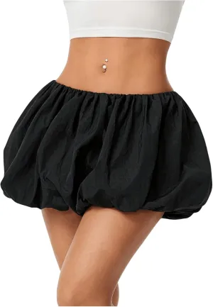 Milumia Girl's Ruffle Hem Low Waisted Pleated Mini Skirts Puffy Short Bubble Skirt